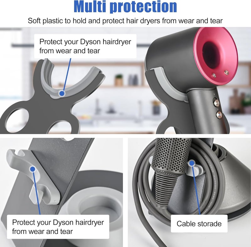 YCHF Supersonic Hair Dryer Holder for Dyson,blow dryer holder,Hair Dryer Holder for Dyson SupersonicAluminum Alloy Bracket, Bathroom Organizer,Size: 27.5cm x14cm x 16.4cm (gray) - Image 4